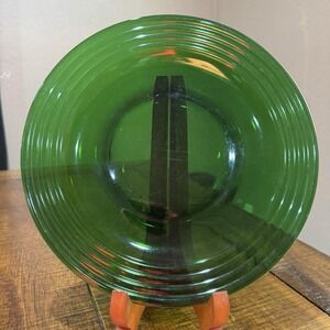 Set of 4 Bormioli Rocco Forum Green Clear Glass Dinner Plates 10" Vtg.‎